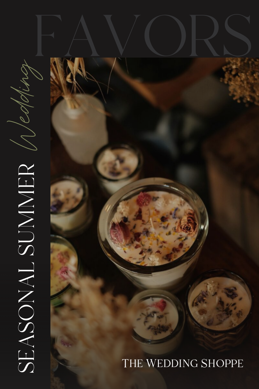 Pinnable blog post graphic for "Seasonal Summer Wedding Favors" from The Wedding Shoppe.