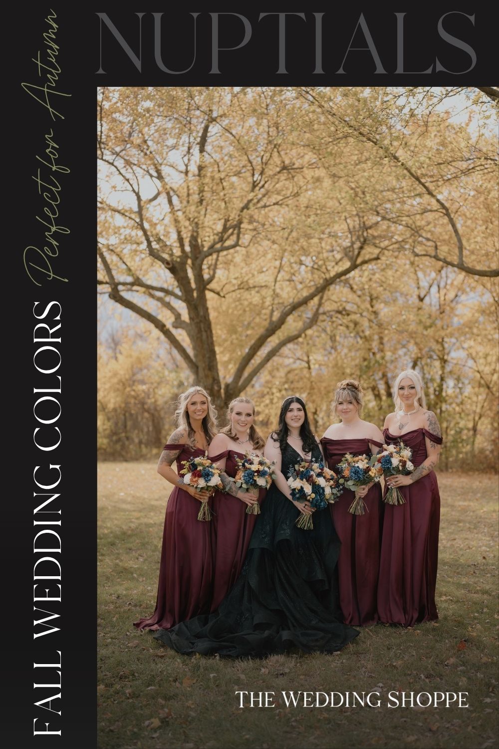 Pinnable blog post graphic for "Fall Wedding Colors Perfect for Autumn Nuptials" from The Wedding Shoppe.